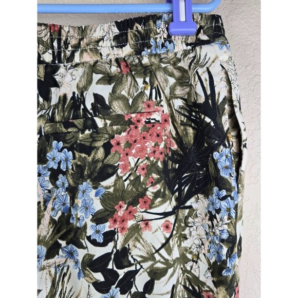 Cynthia Rowley Floral Print Cropped Pants Size Large Elastic Waist With Pockets - Picture 3 of 7